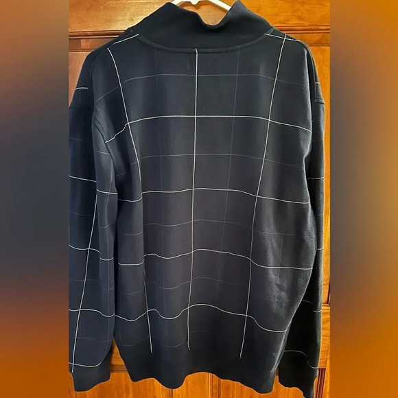 Nautica Mens Dark Blue Windowpane 1/3 Zip Neck Pullover Cotton Blend size xl - Picture 3 of 4